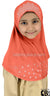 Peach - Luxurious Lycra Hijab Al-Amira with Silver Rhinestones - Girl size (1-piece)