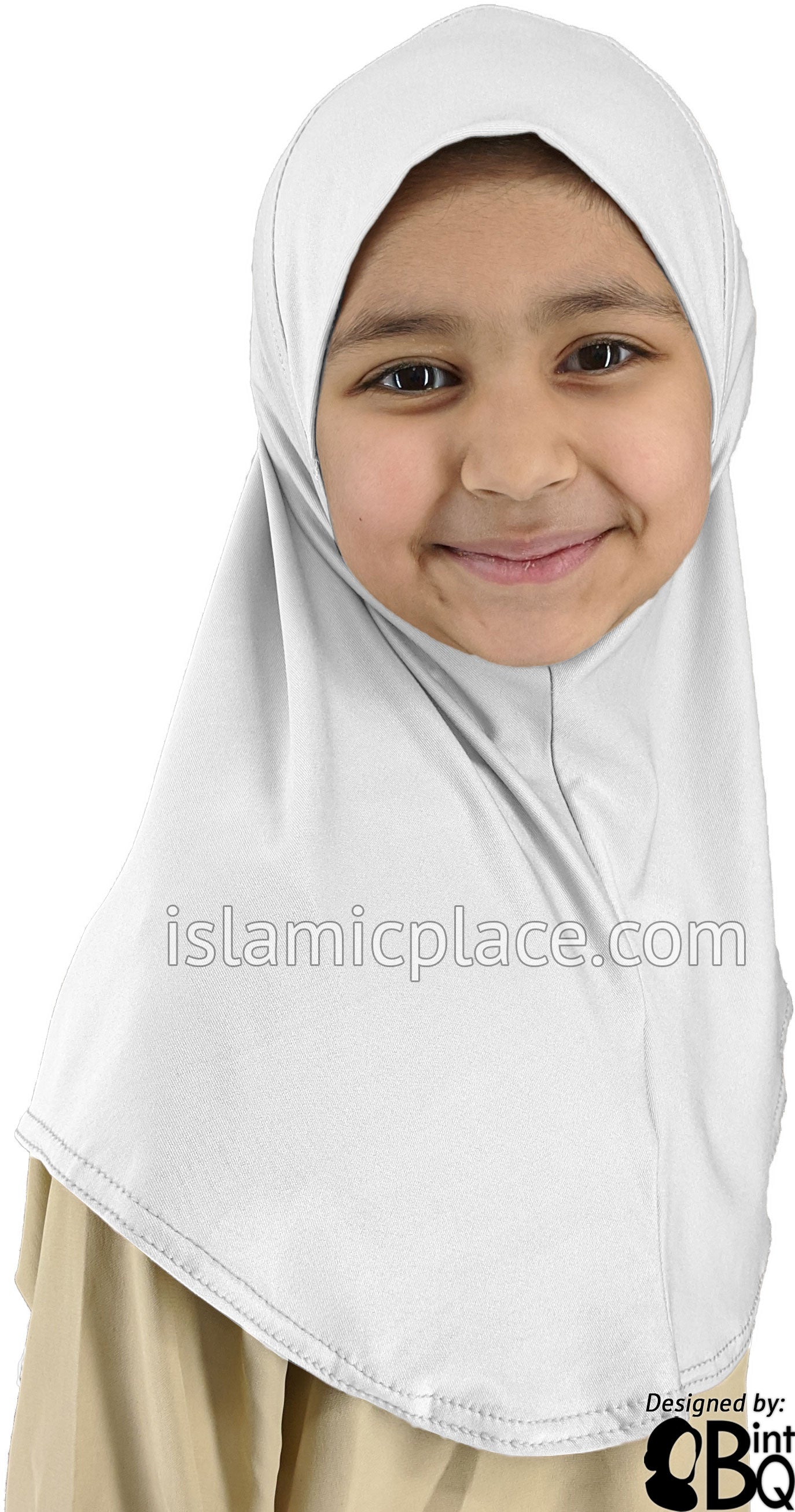 White - Luxurious Lycra Hijab Al-Amira - Girl size (1-piece)