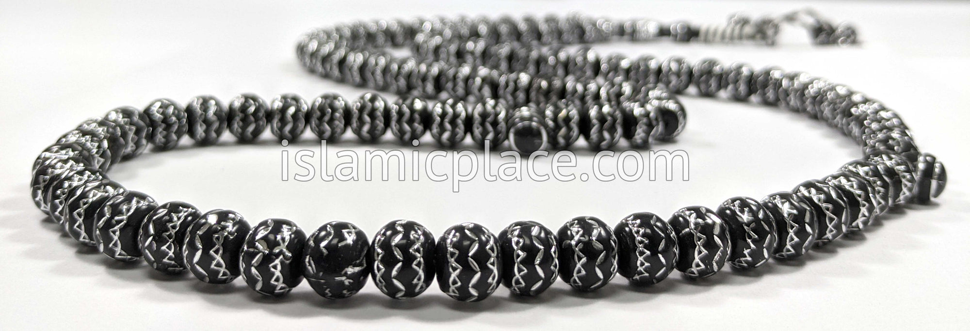 Black - Ornamental Design Tasbih Prayer Beads