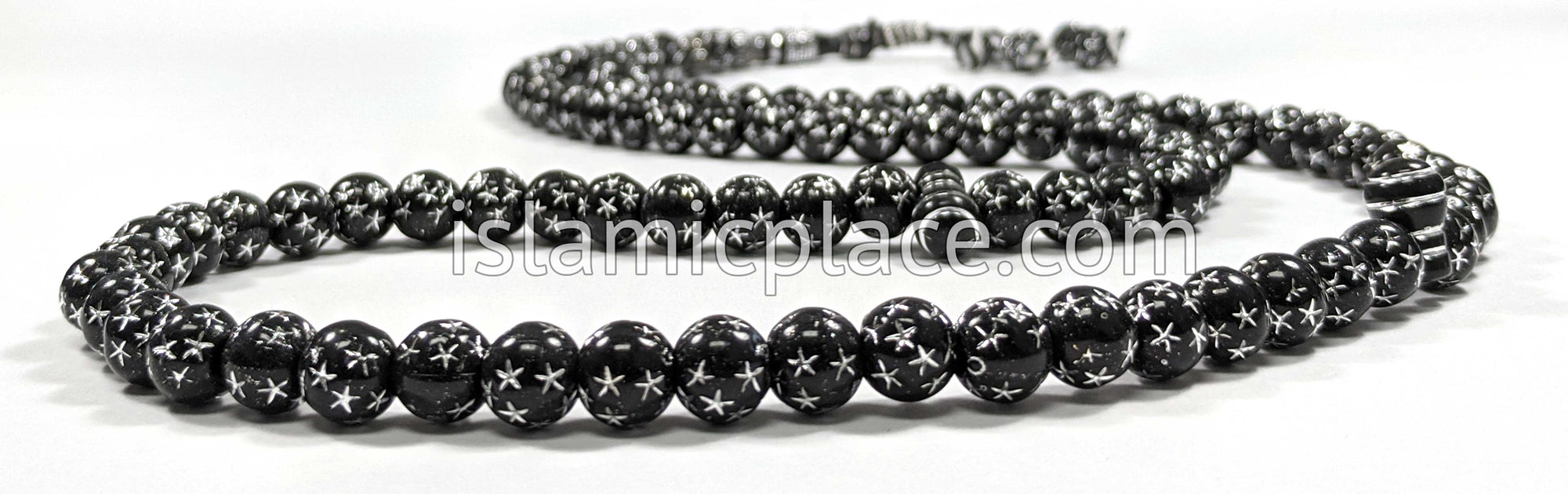 Black - Stars Design Tasbih Prayer Beads