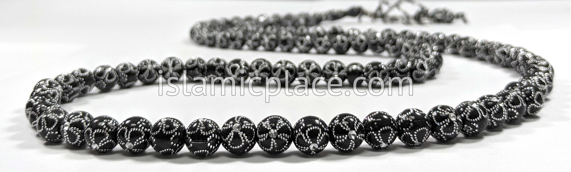 Black - Five Petals Design Tasbih Prayer Beads