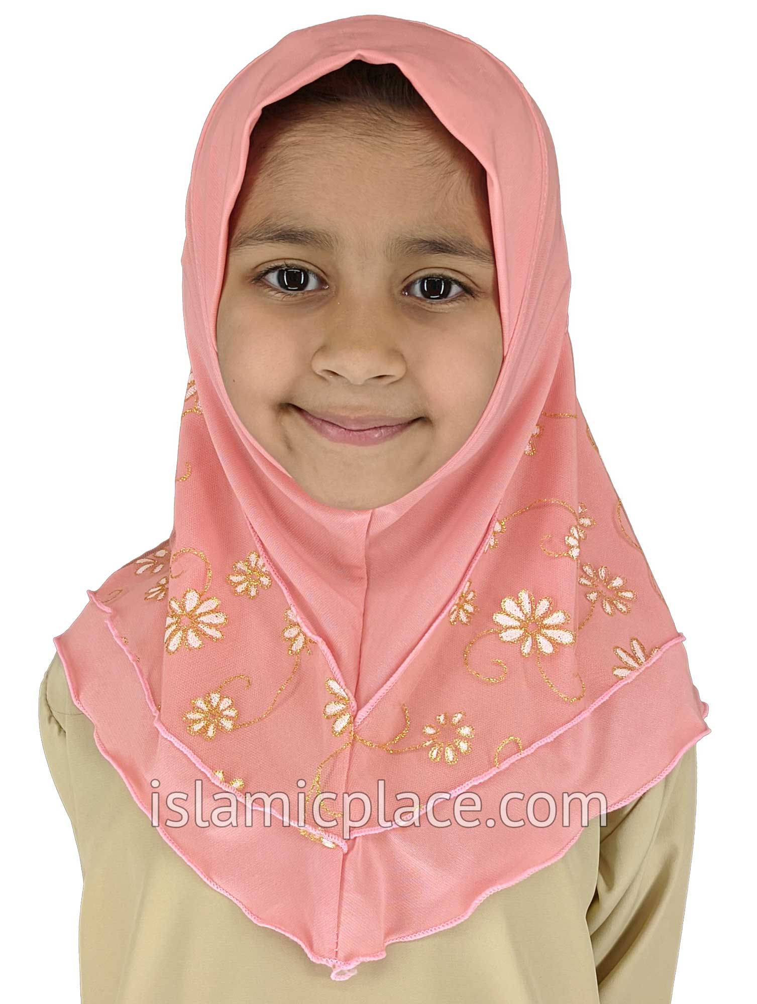 Pale Pink - Daisy Sketch Hijab Al-Amira - Girl size (1-piece) - Design 2