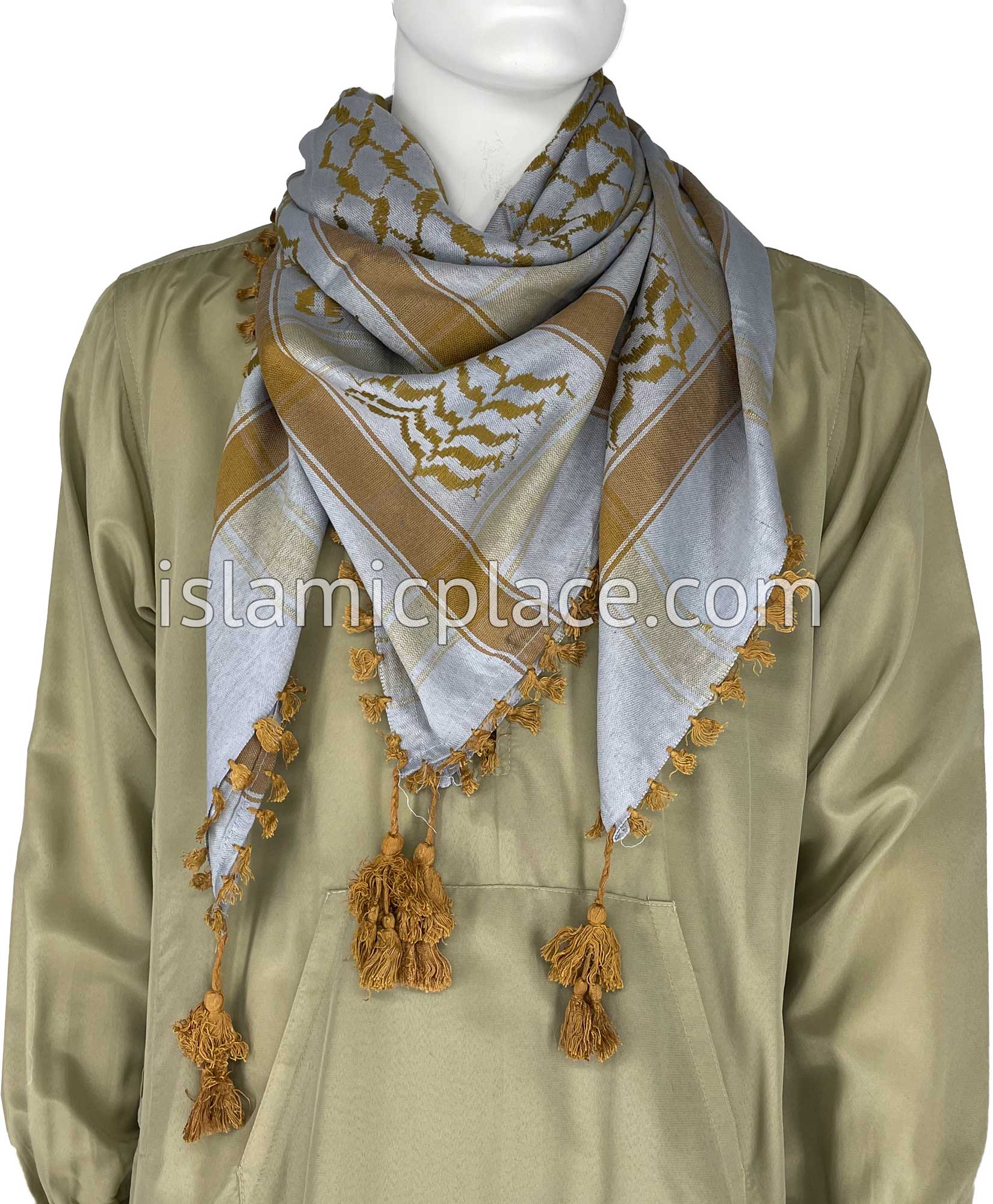 Silver Gray and Copper - Traditional Style Men Scarf Kifaya