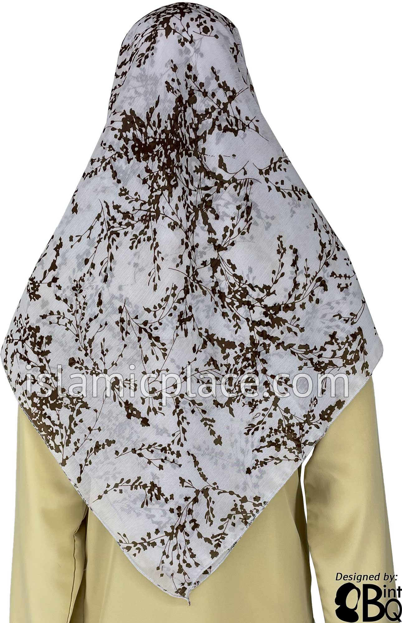 Brown Vines on Lilac - 45" Square Printed Khimar
