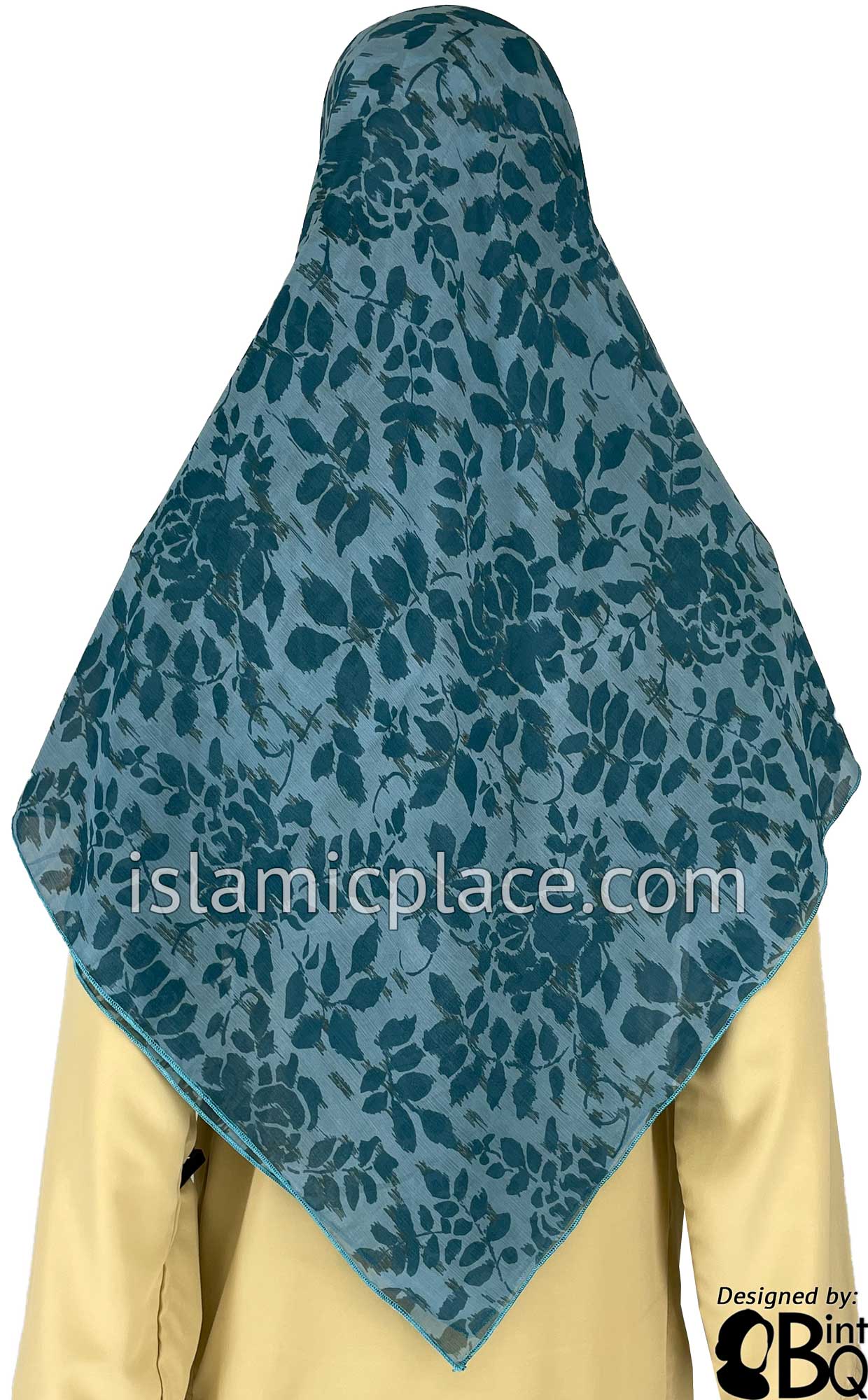 Shades on Blue Branches Design - 45" Square Printed Khimar