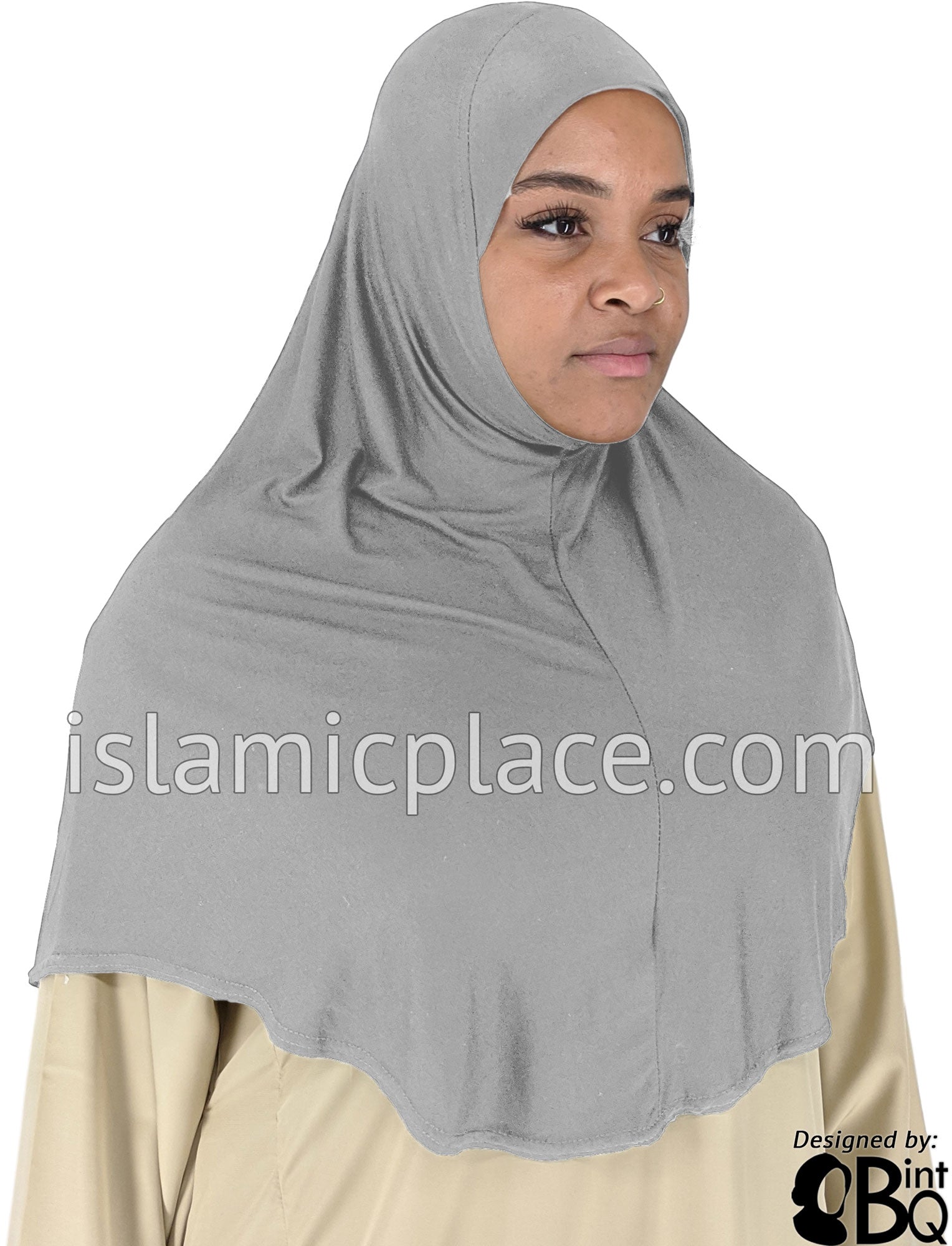 Silver Gray - Plain Adult (X-Large) Hijab Al-Amira (1-piece style)