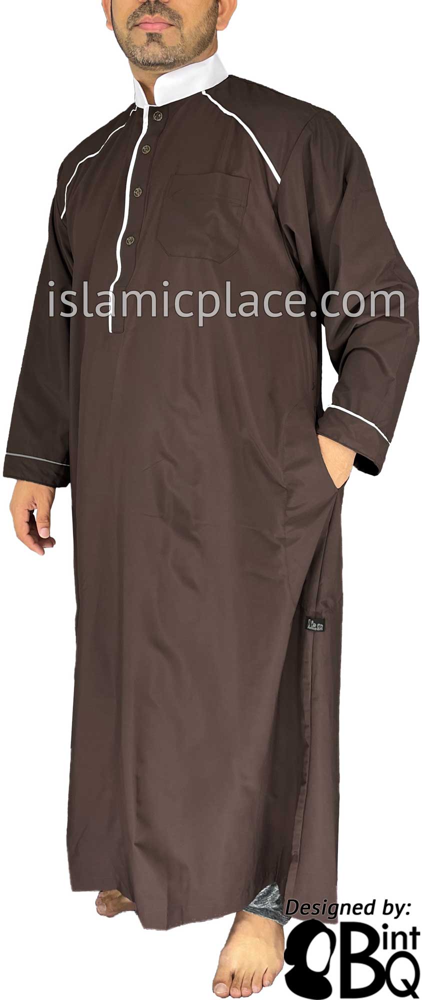 Brown - Affan Style Men Thob by Ibn Ameen