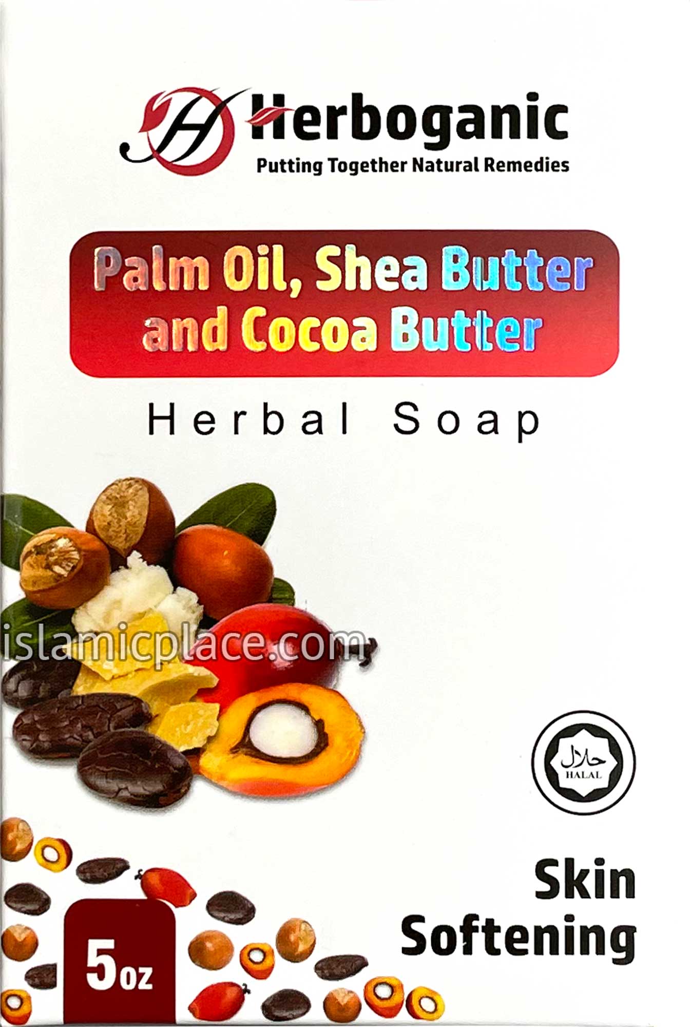 Palm Oil, Shea Butter and Cocoa Butter Herbal Halal Soap - 5 oz