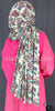 Ocean Green and Pink Paisley on Cream Base - Print Jersey Shayla Long Rectangle Hijab 30"x70"