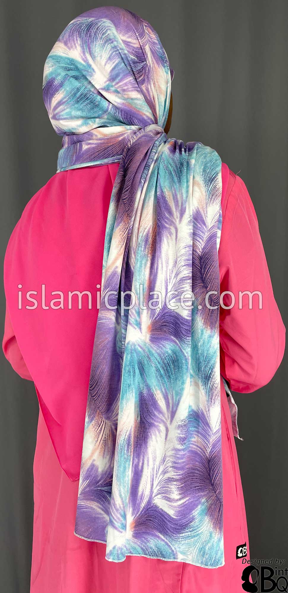 Purple, Sky Blue and White Truffula Design - Print Jersey Shayla Long Rectangle Hijab 30"x70"