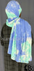 Blue, Ocean Green and White Tie-Dye Design - Print Jersey Shayla Long Rectangle Hijab 30"x70"