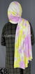 Light Cabaret, Yellow and White Tie-Dye Design - Print Jersey Shayla Long Rectangle Hijab 30"x70"