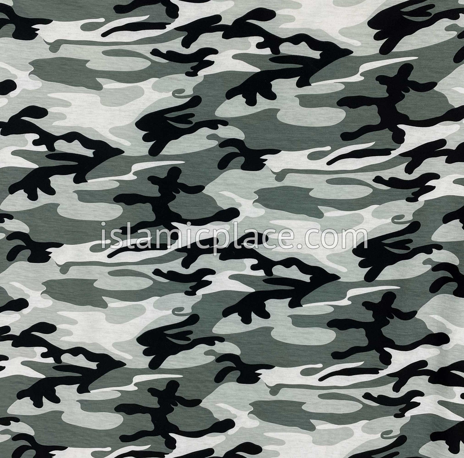 Black, Charcoal Gray and Silver Gray Camouflage Design - Printed Girl size (1-piece) Hijab Al-Amira