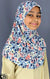 Navy Blue, Coral, and Yellow Floral Design - Printed Girl size (1-piece) Hijab Al-Amira
