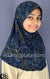 Rust and Blue Paisley on Navy Blue Base - Printed Girl size (1-piece) Hijab Al-Amira