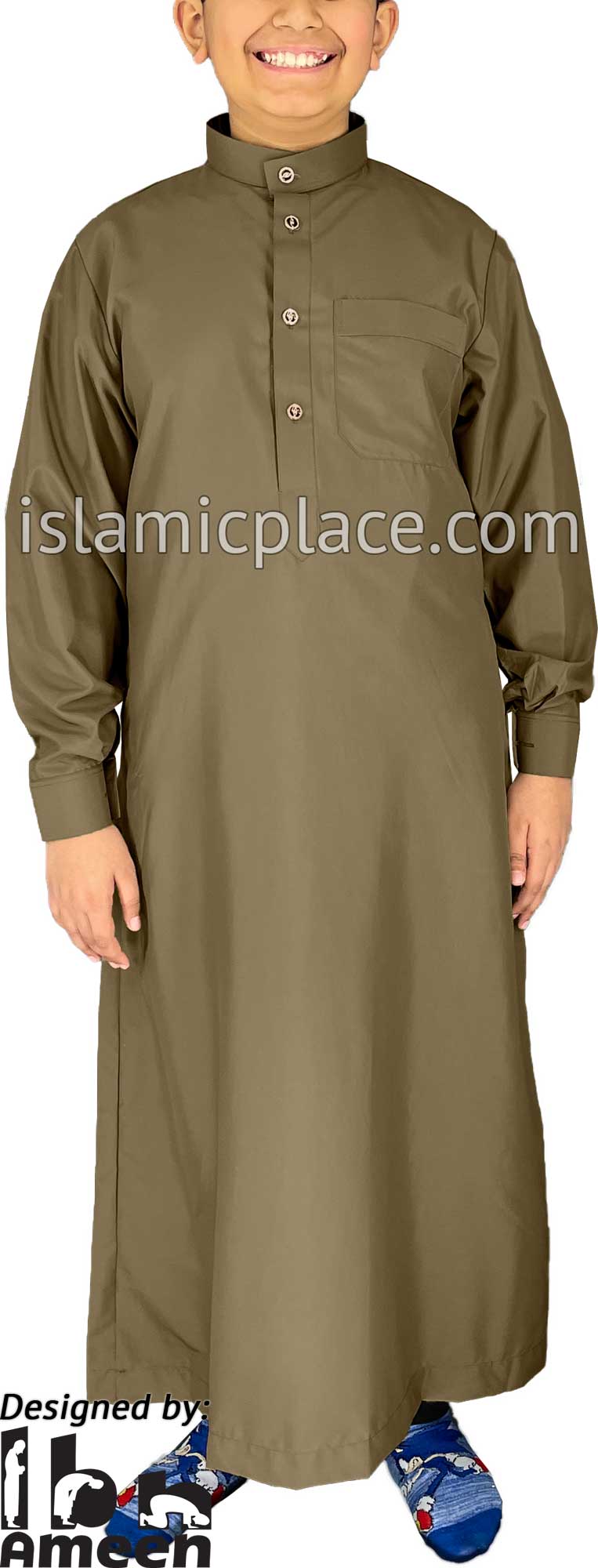 Light Brown - Boy's Aziz Style Men Saudi Thob by Ibn Ameen