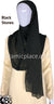 Black with Black Stones in Design 14 - Georgette Chiffon Shayla Long Rectangle Hijab 30"x70"
