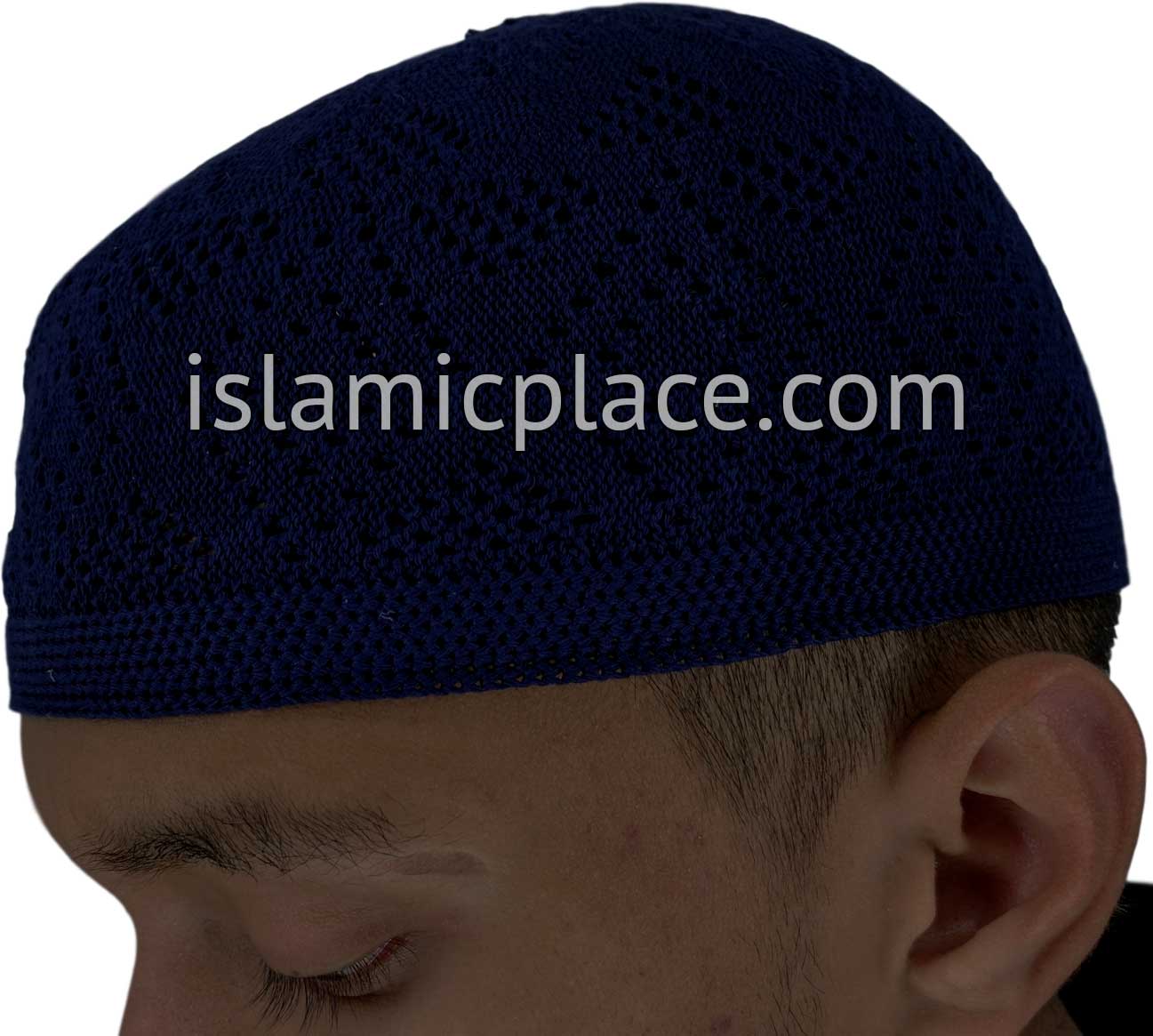 Navy Blue - Soft Cotton Knitted Kufi
