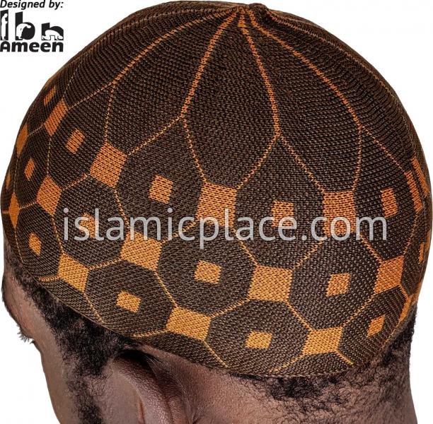 Brown and Rust - Elastic Knitted Khalil Designer Kufi