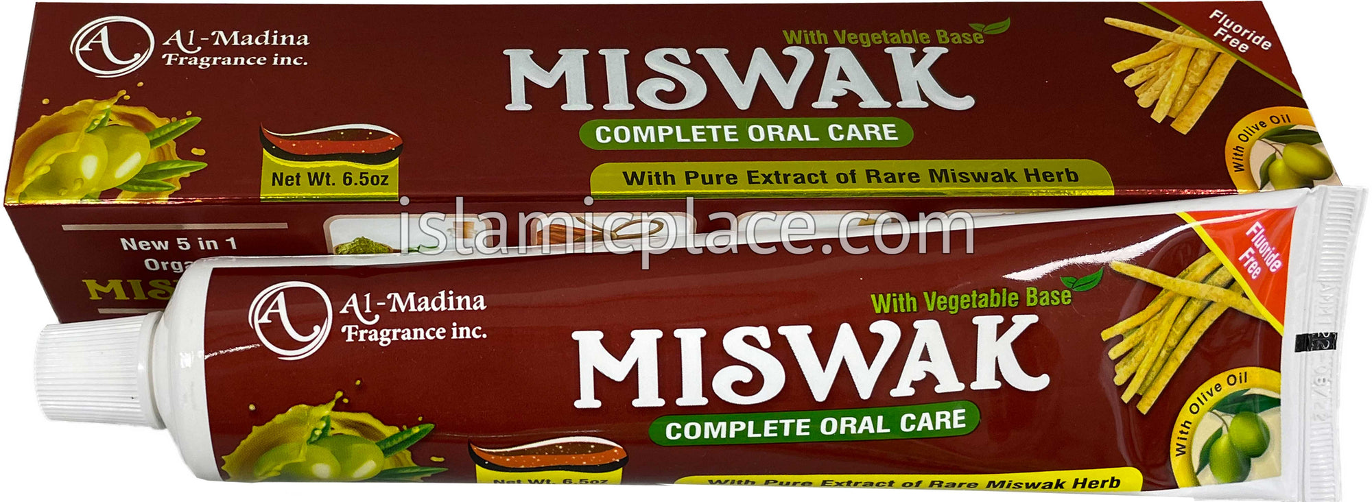 Miswak Toothpaste - 5 in 1 (Miswak, Moringa, Honey, Cinnamon, Olive) 6.5 oz - Halal & Organic