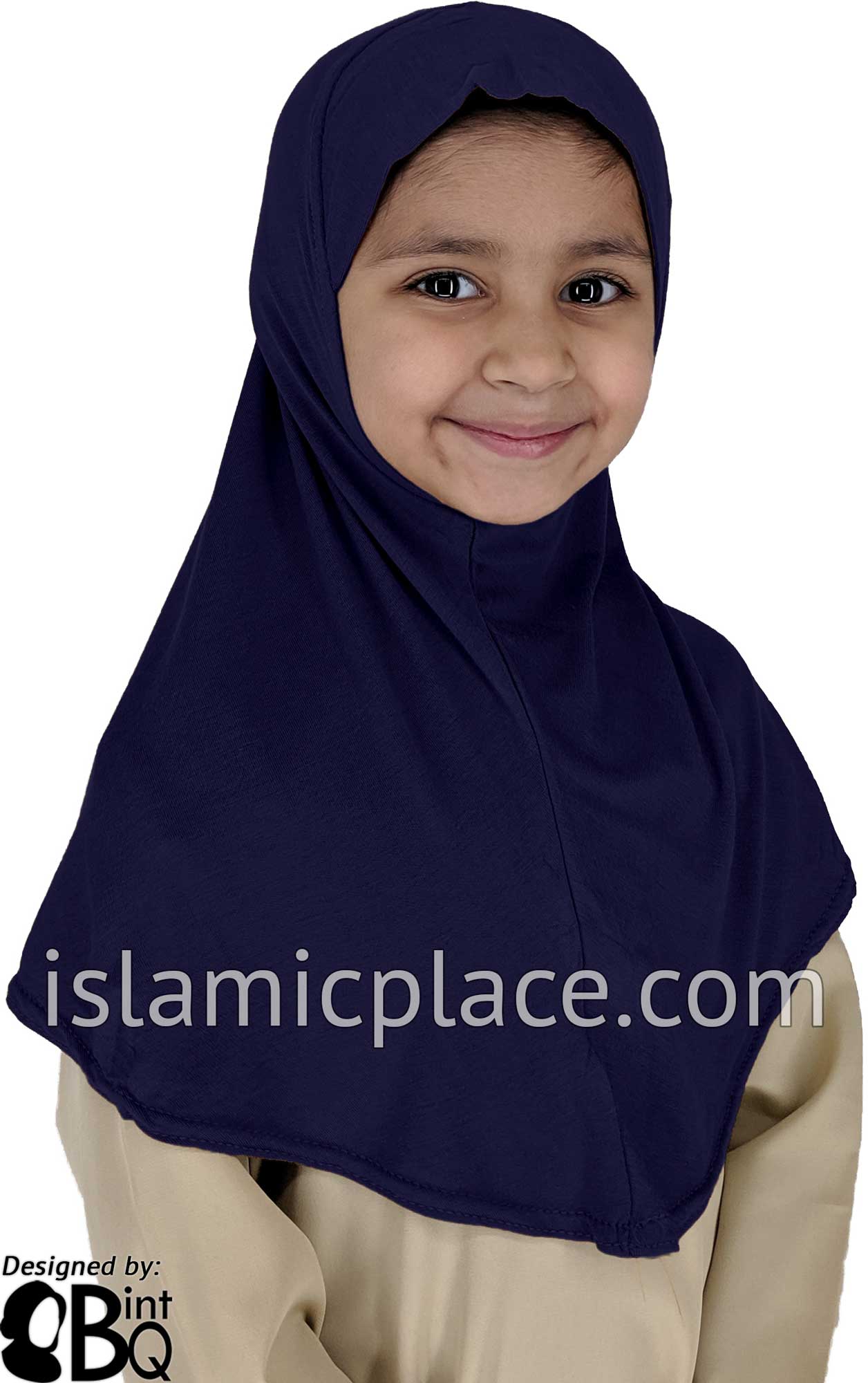 Navy Blue - Plain Girl size (1-piece) Hijab Al-Amira