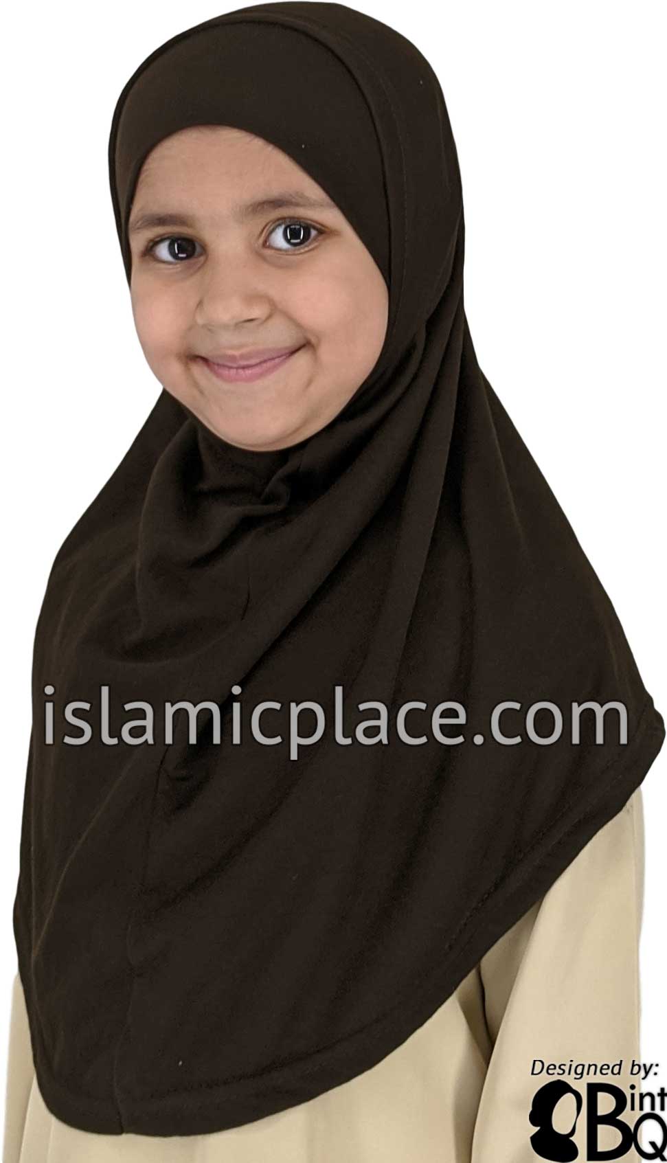 Brown - Plain Girl size (2-piece) Hijab Al-Amira