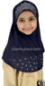 Navy Blue - Luxurious Lycra Hijab Al-Amira with Silver Rhinestones - Girl size (1-piece)