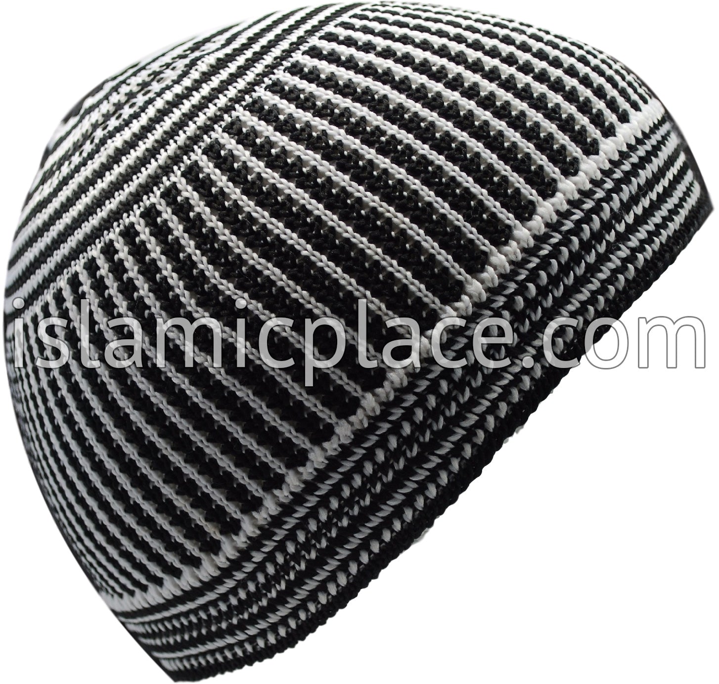 Black & White - Elastic Knitted Bashir Designer Kufi