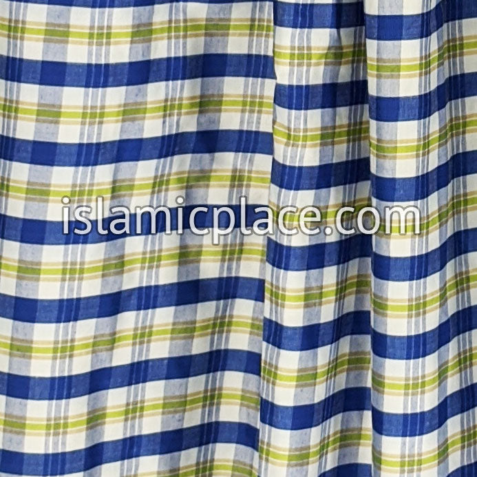 Royal Blue, White, Light Green and Khaki - Plaid Design Men Lungi Izar