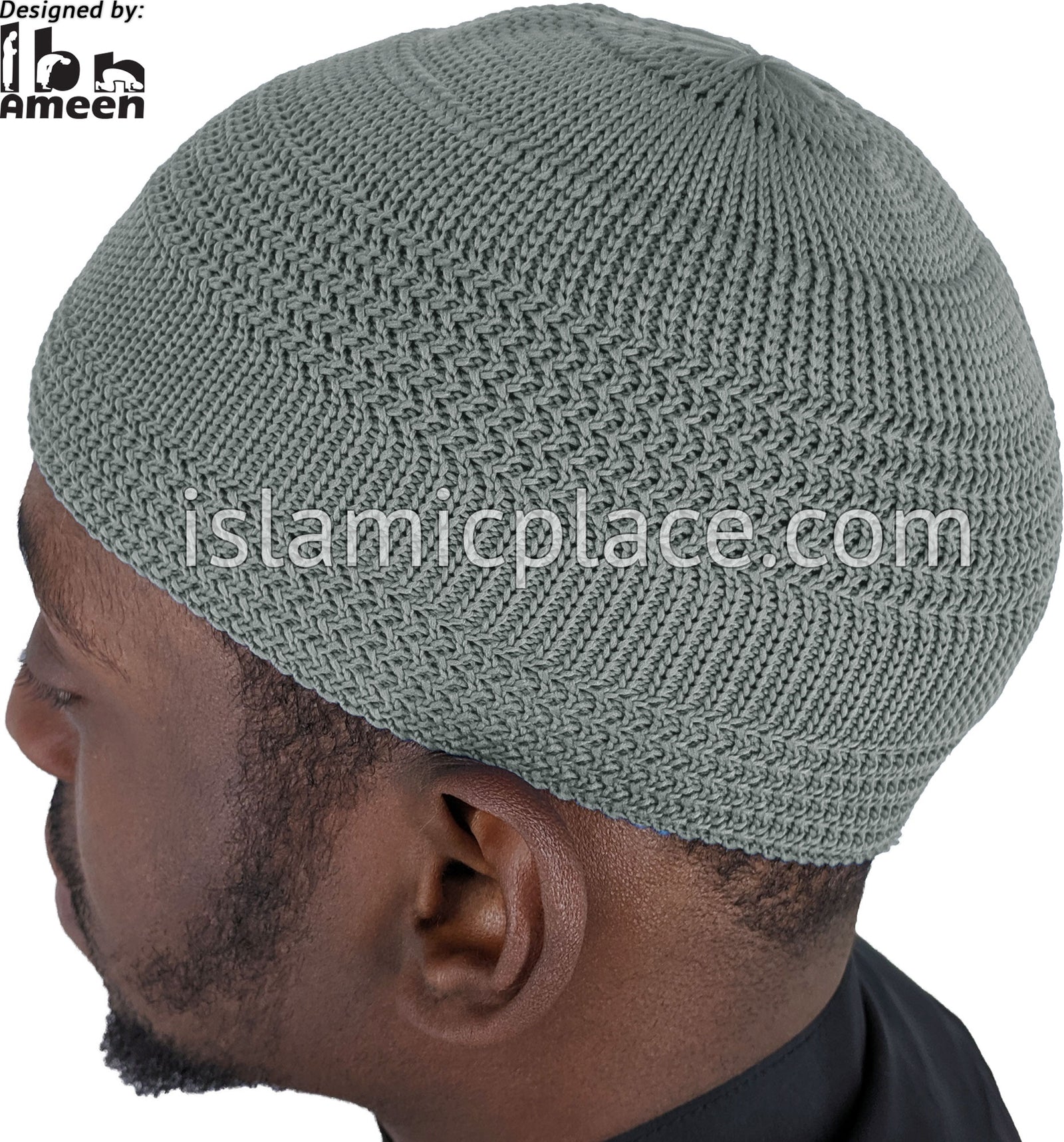 Light Gray - Elastic Knitted Plain Simple Kufi