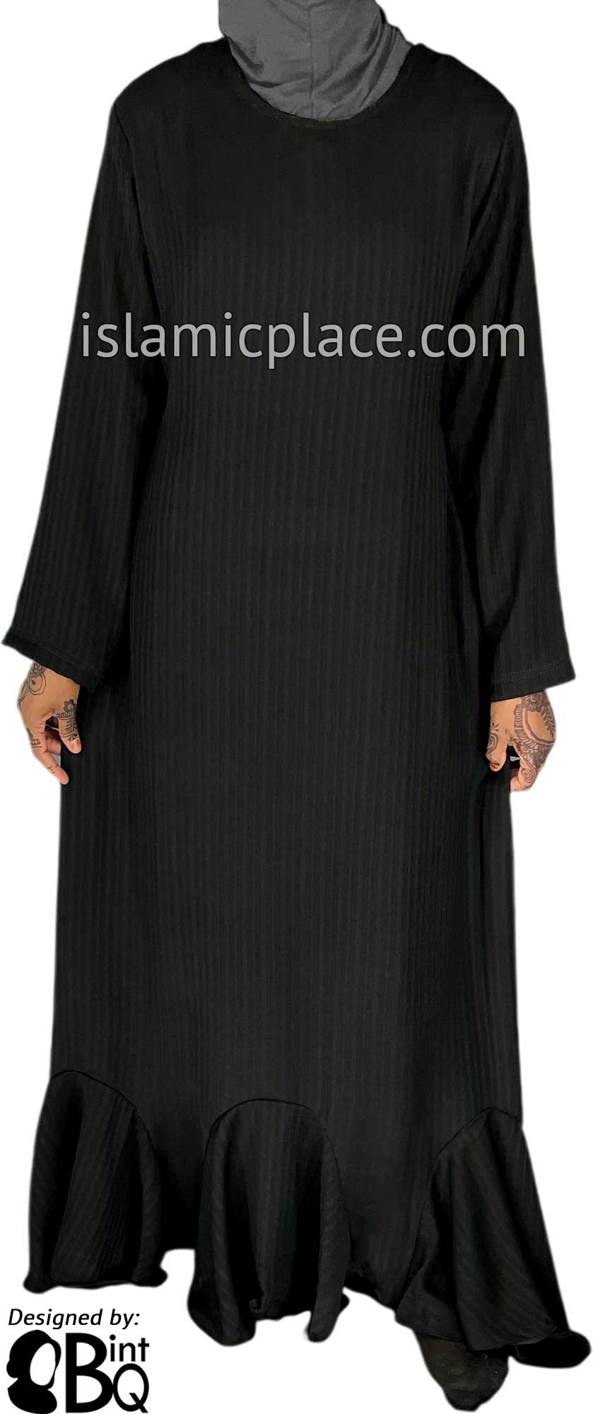 Black - Surayya Scallop Pleat Abaya by BintQ - BQ276