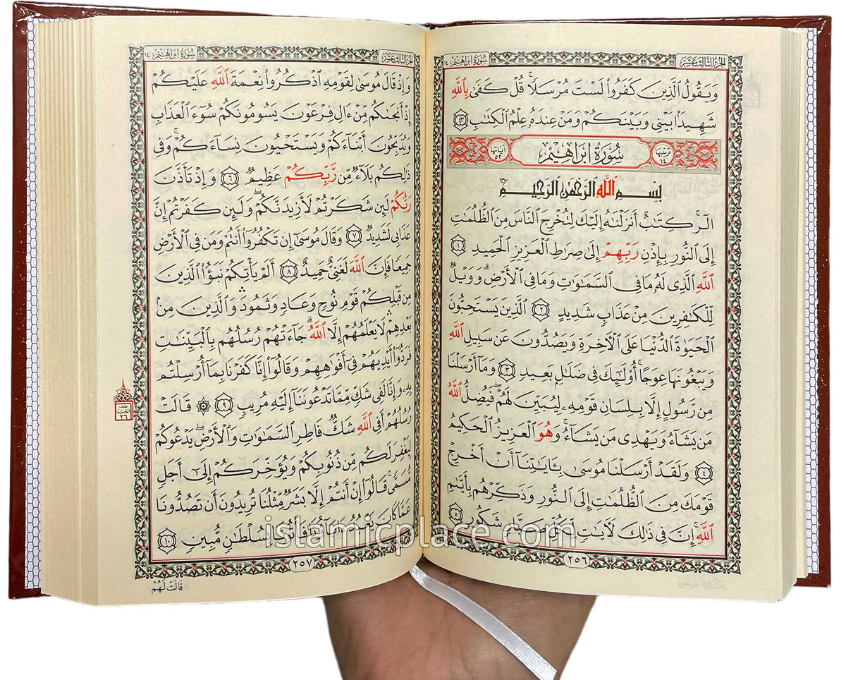 Arabic: Quran Mushaf Madina Uthmani script (6" x 8") Hardback with Allah's name in Red