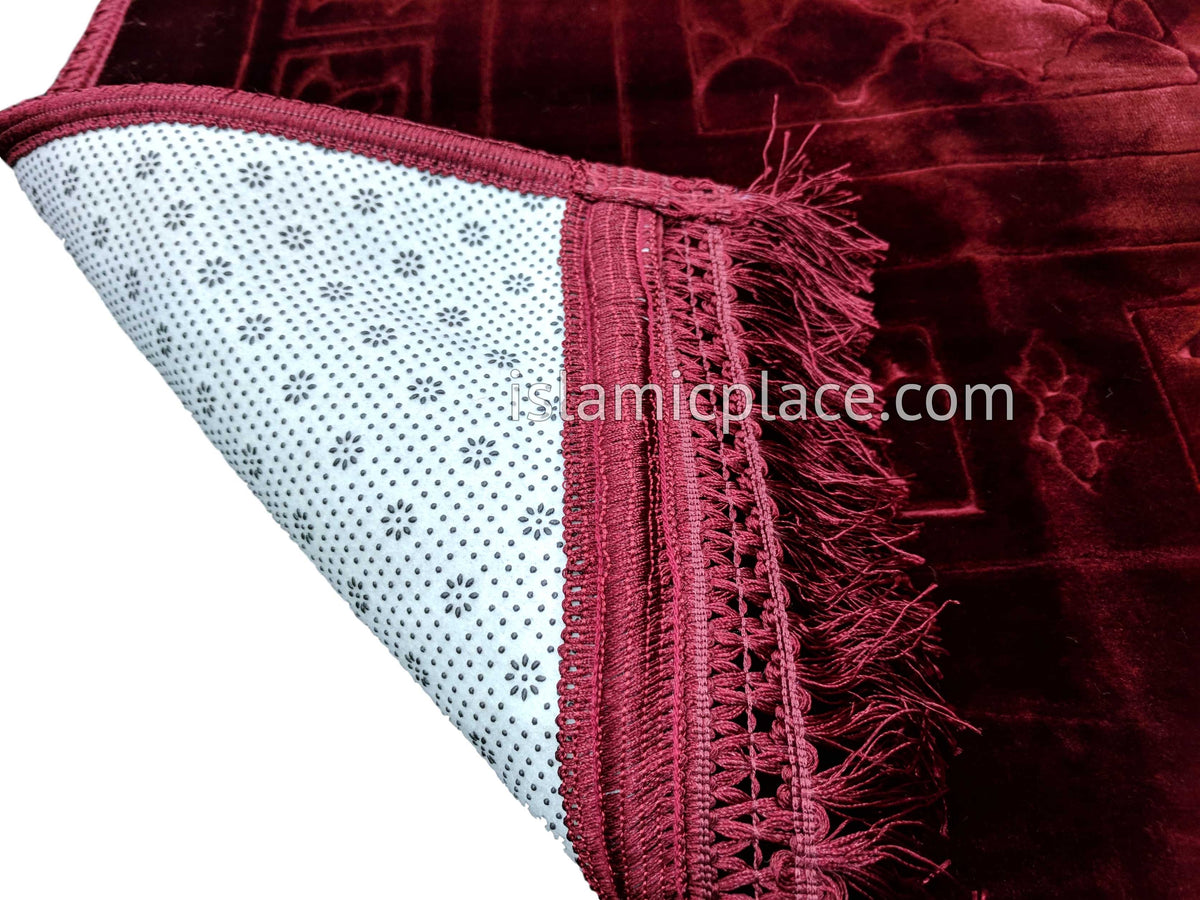 Burgundy - Orthopedic Padded Foam Cushion Luxurious Prayer Rug