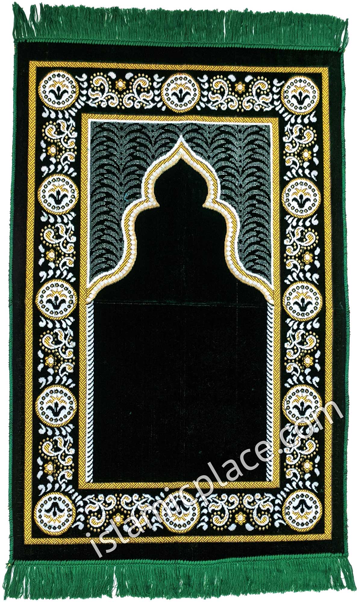 Hunter Green Prayer Rug with Palm Mihrab