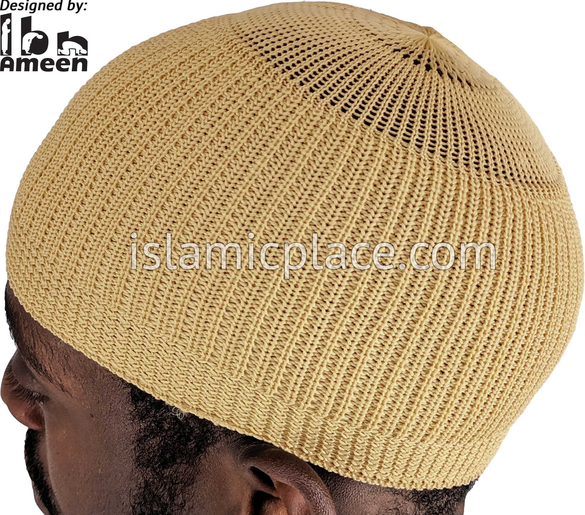 Solid Khaki - Elastic Knitted Bashir Designer Kufi