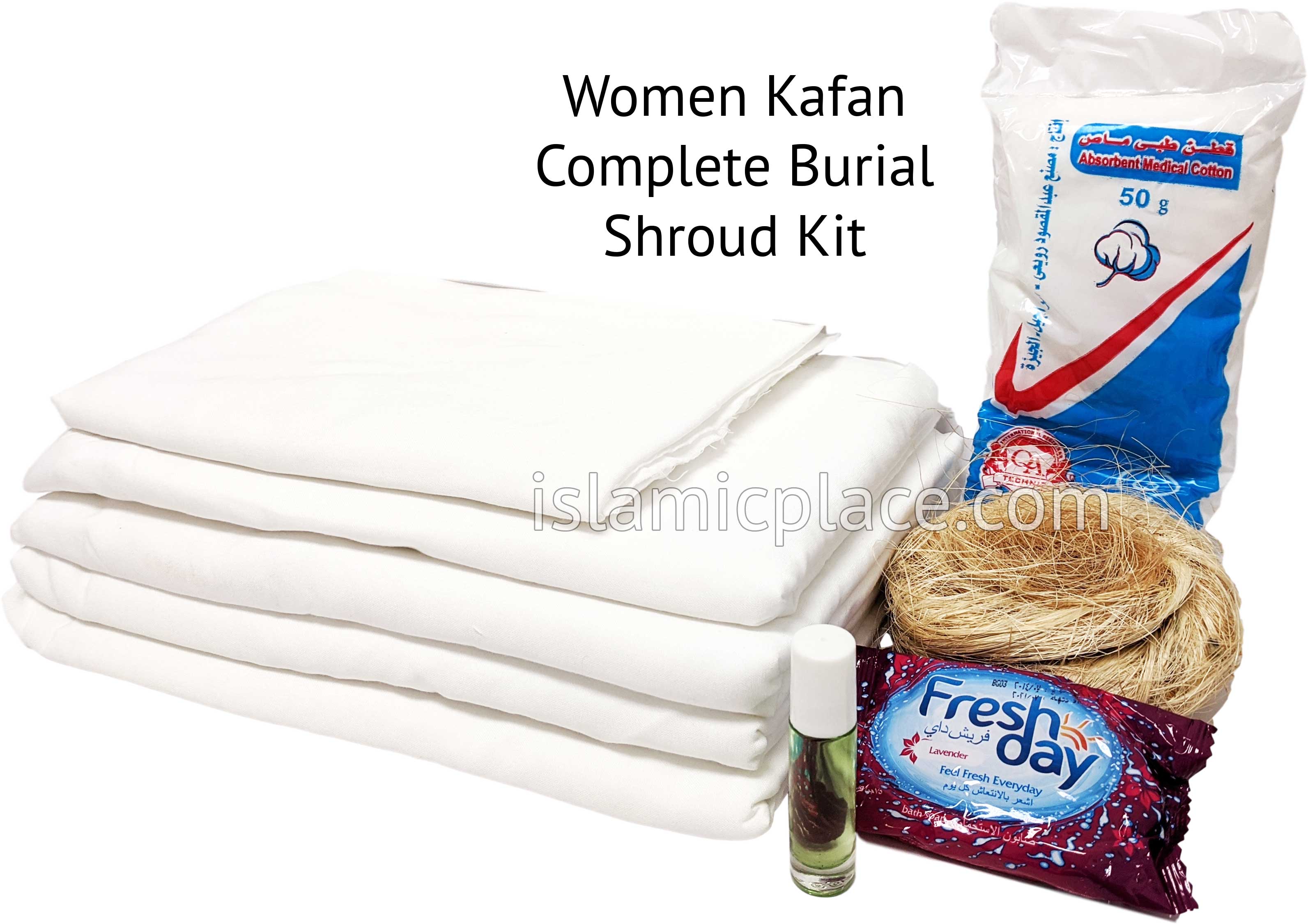 Kafan Image Women - Kafan Burial Shroud Funeral Janazah Kit - The Islamic Place