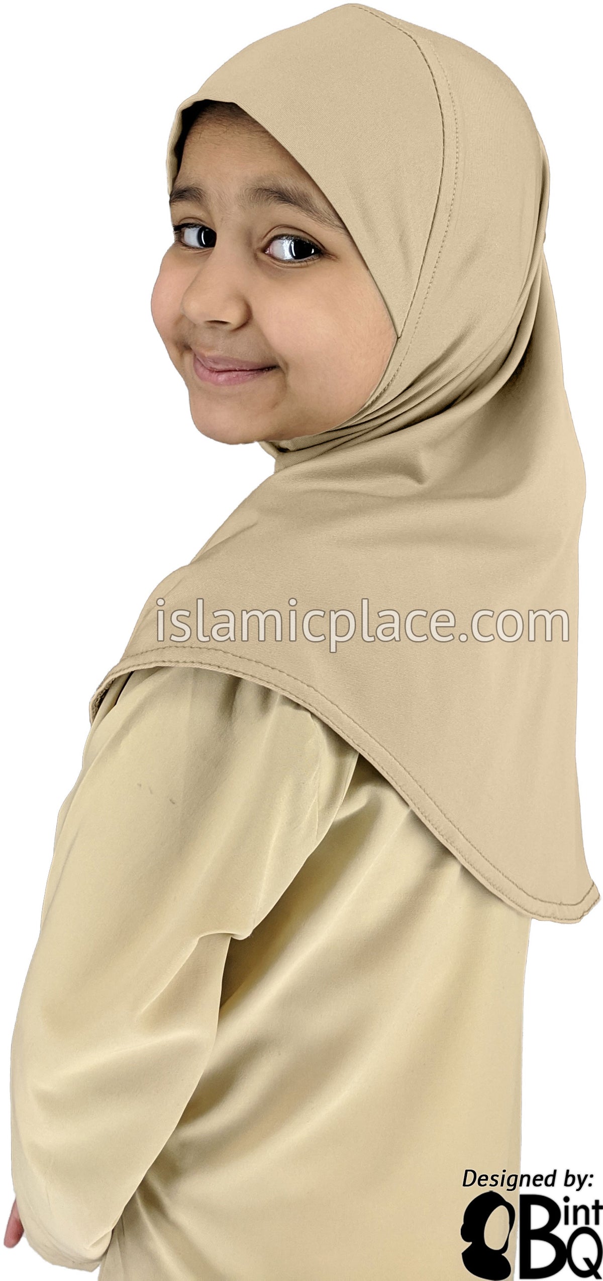 Oatmeal - Luxurious Lycra Hijab Al-Amira - Girl size (1-piece)