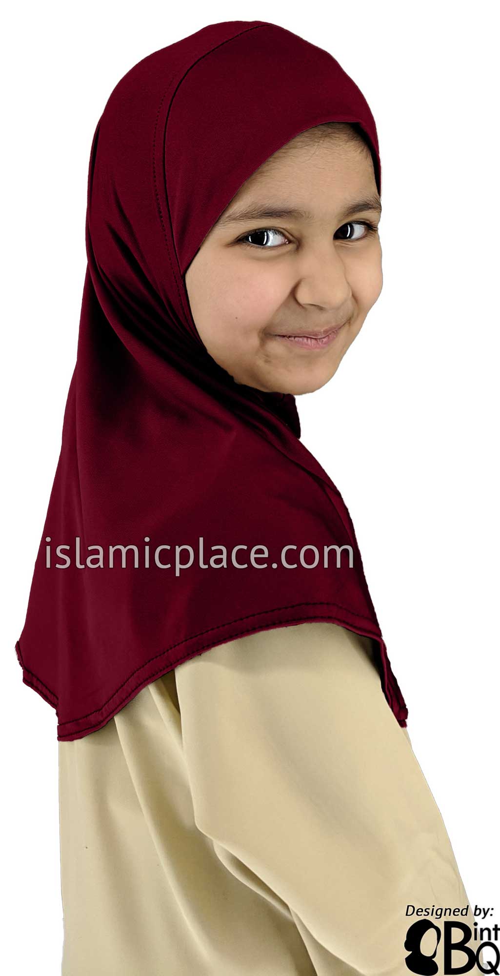 Burgundy - Luxurious Lycra Hijab Al-Amira - Girl size (1-piece)
