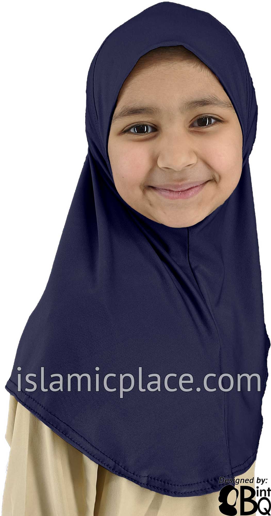 Navy Blue - Luxurious Lycra Hijab Al-Amira - Girl size (1-piece)