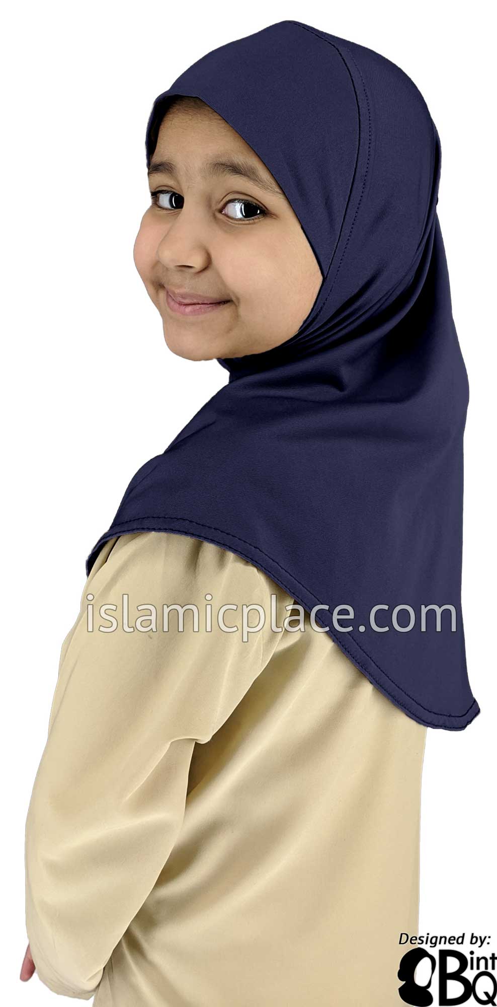 Navy Blue - Luxurious Lycra Hijab Al-Amira - Girl size (1-piece)