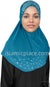 Teal - Luxurious Lycra Hijab Al-Amira with Silver Rhinestones Teen to Adult (Large)