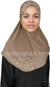 Oyster - Luxurious Lycra Hijab Al-Amira with Silver Rhinestones Teen to Adult (Large)