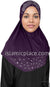 Plum - Luxurious Lycra Hijab Al-Amira with Silver Rhinestones Teen to Adult (Large)