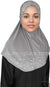 Slate Gray - Luxurious Lycra Hijab Al-Amira with Silver Rhinestones Teen to Adult (Large)