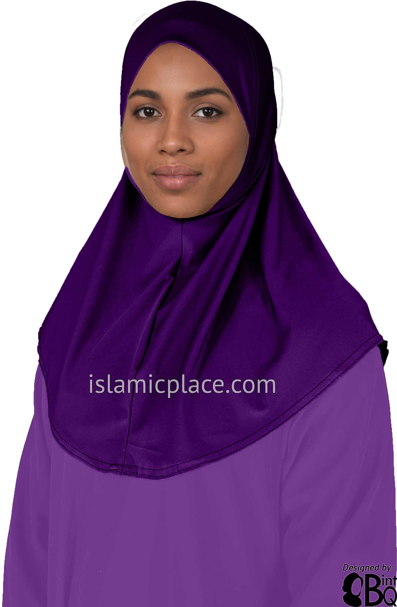 Purple - Luxurious Lycra Hijab Al-Amira - Teen to Adult (Large) 1-piece style