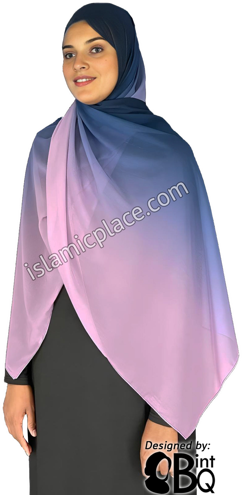 Plum and Navy - G2 Ombre Dye Georgette Shayla Long Rectangle Hijab 28"x70"