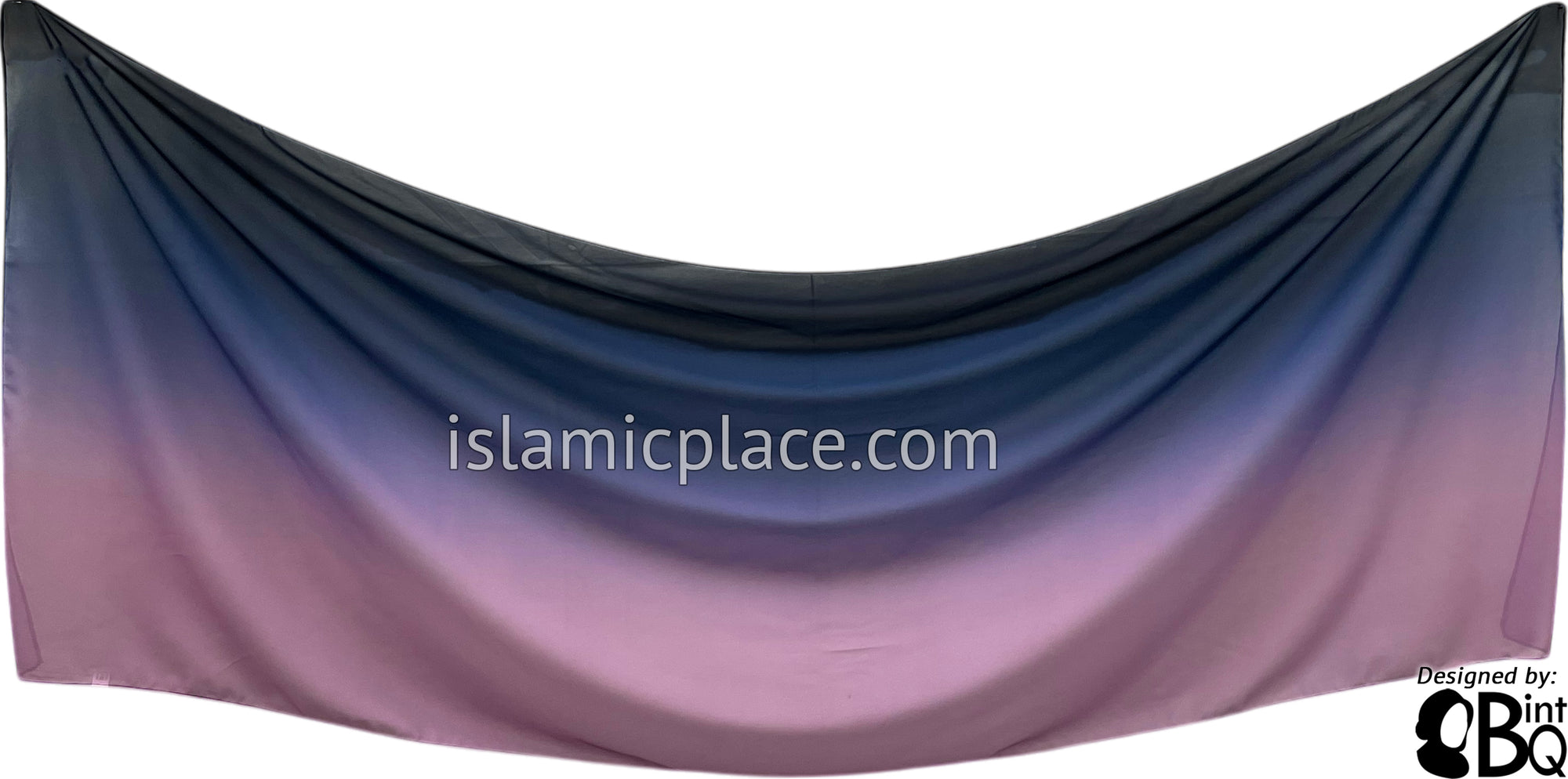 Plum and Navy - G2 Ombre Dye Georgette Shayla Long Rectangle Hijab 28"x70"