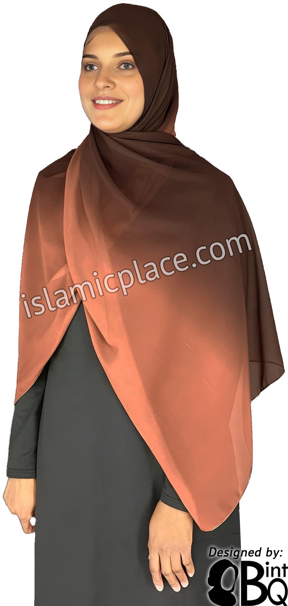 Brown and Mocha - G2 Ombre Dye Georgette Shayla Long Rectangle Hijab 28&quot;x70&quot;