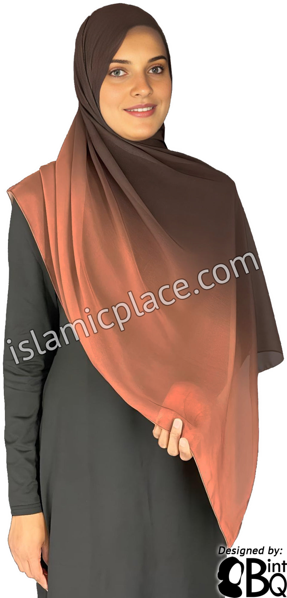 Brown and Mocha - G2 Ombre Dye Georgette Shayla Long Rectangle Hijab 28"x70"