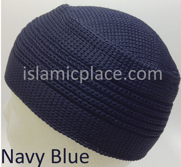 Navy Blue - Elastic Knitted Indonesian Solid Kufi (original style)